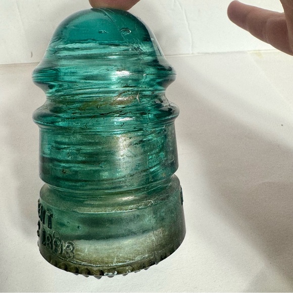 Vintage Hemingray no. 12 Insulator Patent May 2 1893, Green/Blue glass. - Picture 8 of 13